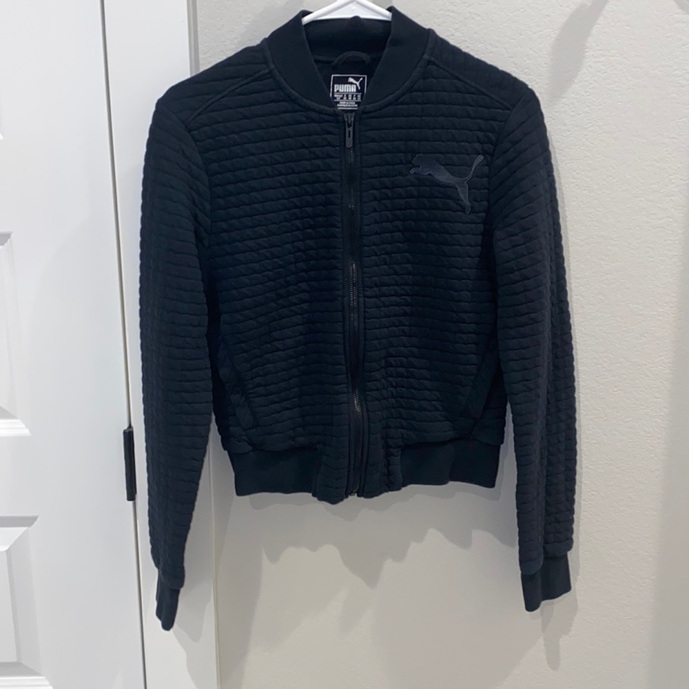 VGUC Women’s Size S Small PUMA Brand Black Quilted Bomber Style Jacket Coat